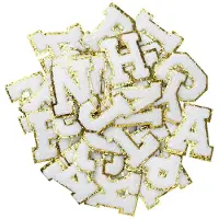 Panduro Iron-on letters - 40 stuks - wit/goud