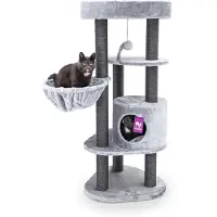 Petrebels Charlotte 134 krabpaal - Grijs - 134 cm - met hangmat