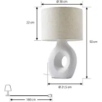 LINDBY Tafellamp Thalassia, wit / opaal, Woon-/ Eetkamer, Textiel / Stof / Zijde, Scandinavisch, Tafellamp