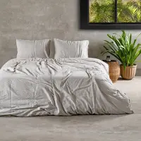Saphira HERITAGE Stonewashed Dekbedovertrek – Taupe – 100% Katoen – 140x200/220 cm – Eenpersoons – Inclusief 1 Kussenslopen 60x70 cm – Luxe Afwerking