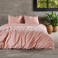 Saphira HERITAGE Stonewashed Dekbedovertrek – Roze – 100% Katoen – 140x200/220 cm – Eenpersoons – Inclusief 1 Kussenslopen 60x70 cm – Luxe Afwerking