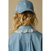 Sissy-Boy Blauwe denim pet met bloemen