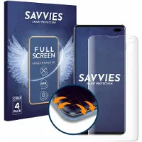Savvies - Screenprotector voor Samsung Galaxy S10 Plus - Folie Beschermfolie transparant volledig dekking 4 Stuks