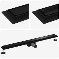 vidaXL 2 in 1 Doucheafvoer Zwart 100 cm Roestvrij staal 304