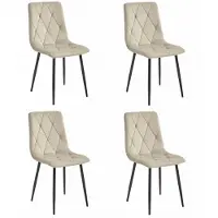Leobert Set van 4 Eetkamerstoelen LIBRA Crème – Zwarte Metalen Poten, Modern Velvet Bekleding, Ergonomisch Design, Max. 120 kg