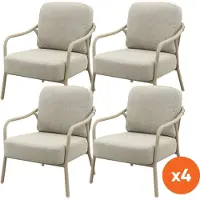 Van der Garde Tuinmeubelen Set van 4 - Pisa low-dining tuinstoel - Latte/Naturel