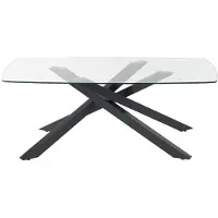 Vente-unique Eettafel voor 8 personen in gehard glas en zwart metaal - Transparant - METRILIA