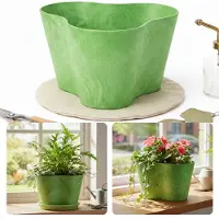 Cheqo Bloempot Groen - Bloempot Rond - Bloempot Binnen - Bloempot Buiten - Sierpot Groen - Sierpot Rond - Bloempot met Schotel - Bloempot met Onderzetter