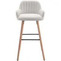 Vente-unique Barkruk van stof en poten van beukenhout - Groen - ELEANA L 47 cm x H 98 cm x D 52 cm