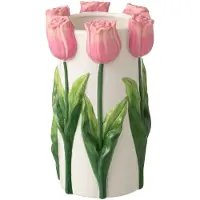 J-Line 62976 vaas tulp keramiek wit/roze medium