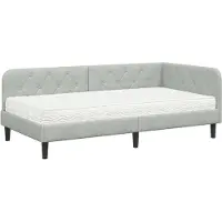vidaXL Hoek Bed Frame Lichtgrijs 90 x 190 cm Fluweel