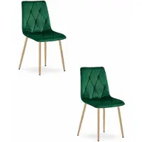 Leobert Fauteuil - - Model Libra - Donkergroene fluweel / Houten poten - 45 x 54 x 86,5 cm - Set van 2