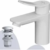 Am.pm X-Joy - Wastafelkraan met push-open waste set - Waterbesparend - Messing - Wit