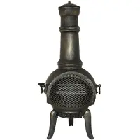 MonsterShop Tuinhaard Gietijzer - inclusief regenhoes, asrooster, pook & BBQ-rek ventilatie - vuurhaard tuin terras buiten