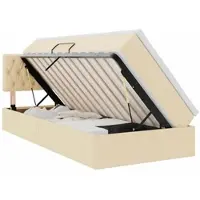 vidaXL Opbergbed met matras met hoofdeinde Crème 90 x 190 cm fluweel