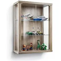 K-Möbel Vitrinekast hangend met 2 deuren & 2 in hoogte verstelbare glasplanken - 80x60x25 cm - Sonoma eiken