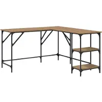 vidaXL Bureau Artisan Eiken 139 x 139 x 75 cm Bewerkt hout