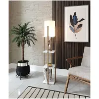 Opviq , Nora - Witte vloerlamp, wit, van MDF, 21 x 21 x 135 cm