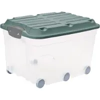 Rotho opbergbox Roller 6 met deksel en wielen, 59,5 x 40 cm, 57 liter, kleur: mistletoe groen