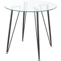 En.casa Glazen tafel Huittinen rond 72x80 cm zwart en transparant