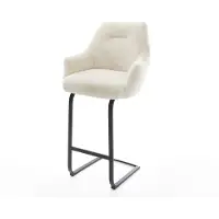 DELIFE Barstoel Alja-Flex Pluchen Crème-wit Vrijkantelframe plat metaal Zwart Pocketvering