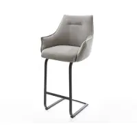 DELIFE Barstoel Alja-Flex Zachte stof met structuur Grijs Vrijkantelframe plat metaal Zwart Pocketvering