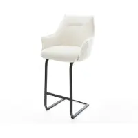 DELIFE Barstoel Alja-Flex Bouclé zacht Beige Vrijkantelframe plat metaal Zwart Pocketvering