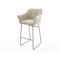 DELIFE Barstoel Yulo-Flex Zachte Geweven stof Beige Sledeonderstel metaal zwart Zwart