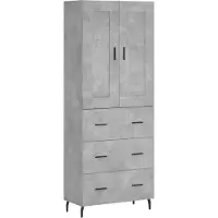 vidaXL Hoge kast 69,5x34x180 cm bewerkt hout betongrijs
