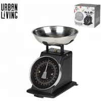 Urban Living Mechanische keukenweegschaal 5 kg, zwart, met roestvrijstalen kom