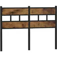 vidaXL Vervangend hoofdbord 120 cm ijzer en bewerkt hout gerookt eikenkleurig