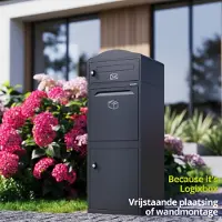 Logixbox Complete Set - Pakketbrievenbus - Pakketbox Frontbox - apart Briefvak - 1.0 dik staal - Wandmontage of vrijstaand - Hoge kwaliteit - grijs