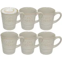 Secret De Gourmet Koffiemok - 8x - wit - keramiek - 200 ml - beker - mokken