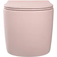 Vente-unique Hangende wc van mat roze keramiek zonder rand - JAVOINE