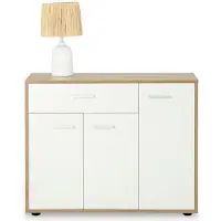 CARO-Möbel Dressoir ESTELLE Multifunctionele ladenkast, Sonoma eik/wit met 3 deuren en 1 lade, 88 cm breed - hoofdafbeelding
