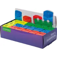 Q-CONNECT potloodslijper 2 gaats geassorteerde kleuren 18 stuks
