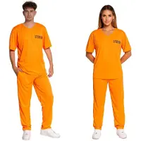 Partychimp Oranje Gevangenis Kostuum Unisex Boevenpak Carnaval Themafeest Verkleedkleding Volwassenen -Oranje - Unisex- XL/42