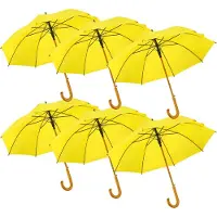 Discountershop Paraplu 102 cm Geel 6 Stuks – Grote Stokparaplu met Houten Handvat – Regenparaplu voor Volwassenen