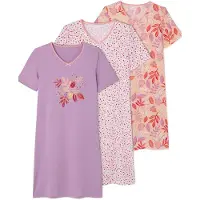 Damart - Set van 3 nachthemden - Dames - Violet - 46-48 (L)