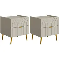 Vente-unique Set van 2 nachtkastjes met 2 lades - Beige - NORSIM van Pascal MORABITO