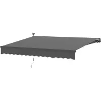 Merax Knikarm Zonnescherm 395x300 cm - Balkon en Terras Markies met Zwengel - Solar LED Verlichting - UPF 50+ UV Bescherming - Aluminium Frame - Verstelbare Hellingshoek 45-90° - Grijs