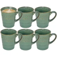 Secret De Gourmet Koffiemok - 8x - groen - keramiek - 200 ml - beker - mokken
