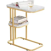 SoBuy - Bijzettafel - Verzorgingstafel Met Gouden Metalen Frame - 50x58x30cm FBT110-G