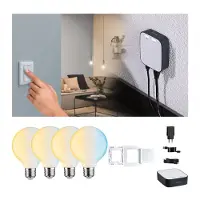 Paulmann Smart Home Set ZigBee 4x E27 7W LED G95 mat CCT ZigBee, dimbaar, Glas