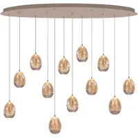 Highlight Champagne Egg LED Hanglamp | 12-lichts | 60W 2700K 5400lm | 140 cm | Dimbaar | Champagne + amber