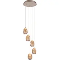 Highlight Hanglamp Champagne Egg 5 Lichts Pendel