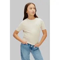 Calvin Klein T-shirt ecru Jongens/Meisjes Katoen Ronde hals Effen - maat 128