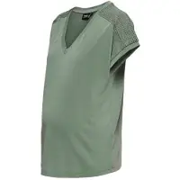 ONLY zwangerschaps T-shirt groen Dames Modal V-hals Effen - maat S
