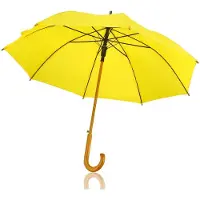Discountershop Paraplu 102 cm Geel – Grote Stokparaplu met Houten Handvat – Regenparaplu voor Volwassenen