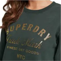 Superdry Luxe Jersey Jurk met Metallic Logo Groen Grootte: 38